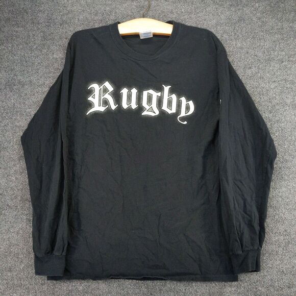 Rugby Elegant Violence Long Sleeve T-shirt Mens Medium Black Embroidered - Picture 2 of 14
